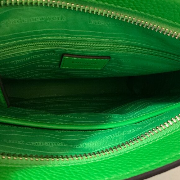 KATE SPADE Hudson Messenger Crossbody Bag Turf Green Blue White Pebbled Leather - Picture 6 of 7